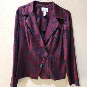 DJ Summers Ladies Black Rose Wine Shimmer Sheen Dressy Suit Coat Jacket